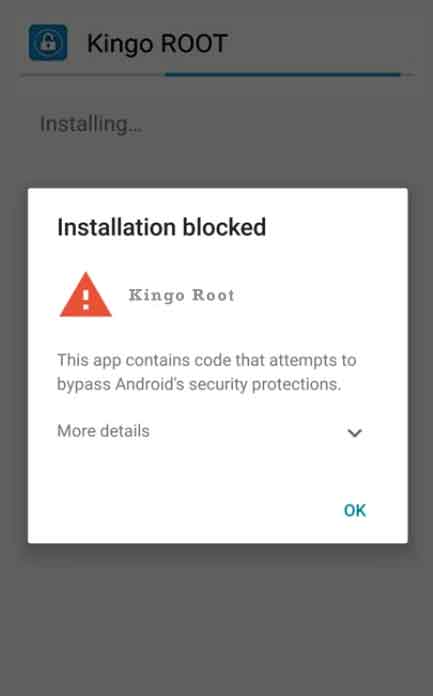 kingoroot installation blocked